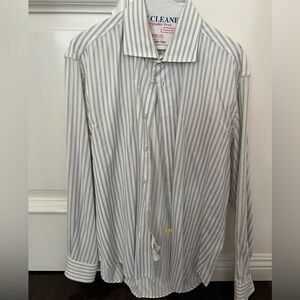 Zara Men's Striped Dress Shirt in Gray and White